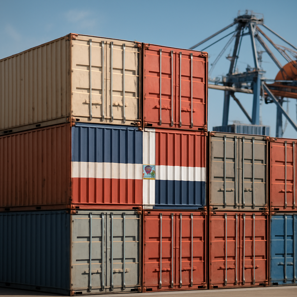 Contenedores de carga listos para exportación internacional desde República Dominicana